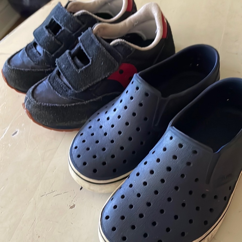 2 pairs toddler boys shoes, Saucony and Native Jeffersons